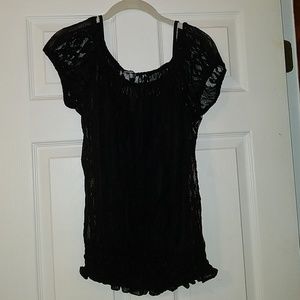 Black Peasent Lace Top